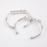 Silver Plated Five Round Natural Agate Titanium Druzy Bangle Bracelet, Crystal Cuff ZS0424