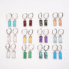 Rectangle Natural Gemstone Silver Plated Hoop Earrings, Birthstone Jewelry Earrings ZS0522
