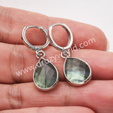 Silver Teardrop Birthstone Faceted Earrings, Aquamarine Moonstone Crystals Jewelry Earring ZS0529-4