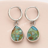 Silver Teardrop Birthstone Faceted Earrings, Aquamarine Moonstone Crystals Jewelry Earring ZS0529-4