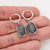 Silver Rectangle Birthstone Faceted Earrings, Moonstone Turquoise Gemstone Jewelry Earring ZS0529-8