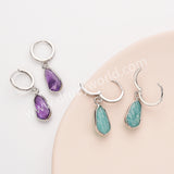 Silver Small Hexagon Gemstone Faceted Drop Earrings, Amethyst Labradorite Crystal Jewelry Earring ZS0529-9