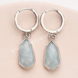 Silver Small Hexagon Gemstone Faceted Drop Earrings, Amethyst Labradorite Crystal Jewelry Earring ZS0529-9