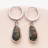 Silver Small Hexagon Gemstone Faceted Drop Earrings, Amethyst Labradorite Crystal Jewelry Earring ZS0529-9