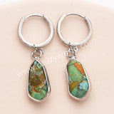 Silver Small Hexagon Gemstone Faceted Drop Earrings, Amethyst Labradorite Crystal Jewelry Earring ZS0529-9