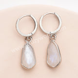 Silver Small Hexagon Gemstone Faceted Drop Earrings, Amethyst Labradorite Crystal Jewelry Earring ZS0529-9