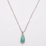 18" Small Long Teardop Natural Stone Faceted Pendant Silver Necklace, Birthstone Jewelry Necklace ZS0530-9