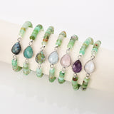 Silver Teardrop Natural Crystal Stone Bracelet, Australia Jade Beads Bracelet, Handmade Jewelry ZS0531-3