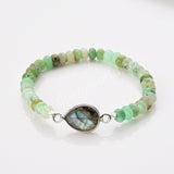 Silver Teardrop Natural Crystal Stone Bracelet, Australia Jade Beads Bracelet, Handmade Jewelry ZS0531-3