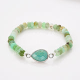 Silver Teardrop Natural Crystal Stone Bracelet, Australia Jade Beads Bracelet, Handmade Jewelry ZS0531-3