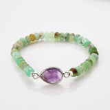 Silver Teardrop Natural Crystal Stone Bracelet, Australia Jade Beads Bracelet, Handmade Jewelry ZS0531-3