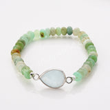 Silver Teardrop Natural Crystal Stone Bracelet, Australia Jade Beads Bracelet, Handmade Jewelry ZS0531-3