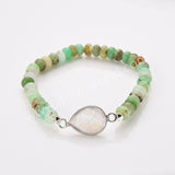 Silver Teardrop Natural Crystal Stone Bracelet, Australia Jade Beads Bracelet, Handmade Jewelry ZS0531-3