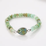 Silver Teardrop Natural Crystal Stone Bracelet, Australia Jade Beads Bracelet, Handmade Jewelry ZS0531-3