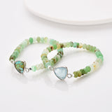 Silver Triangle Natural Gemstones Beaded Bracelet, Australia Jade Beads, Handmade Bracelet ZS0531-7