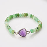 Silver Triangle Natural Gemstones Beaded Bracelet, Australia Jade Beads, Handmade Bracelet ZS0531-7