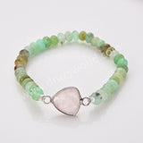 Silver Triangle Natural Gemstones Beaded Bracelet, Australia Jade Beads, Handmade Bracelet ZS0531-7