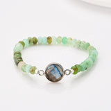 Silver Round Crystal & Australia Jade Beads Bracelet, Handmade Gemstone Bracelet ZS0531-8