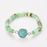 Silver Round Crystal & Australia Jade Beads Bracelet, Handmade Gemstone Bracelet ZS0531-8