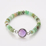 Silver Round Crystal & Australia Jade Beads Bracelet, Handmade Gemstone Bracelet ZS0531-8