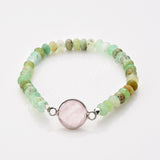 Silver Round Crystal & Australia Jade Beads Bracelet, Handmade Gemstone Bracelet ZS0531-8