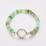 Silver Round Crystal & Australia Jade Beads Bracelet, Handmade Gemstone Bracelet ZS0531-8