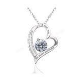 1 CT - Forever Love Heart Round Brilliant Cut Moissanite Necklace, 925 Sterling Silver April Birthstone Necklace For Women MNK024