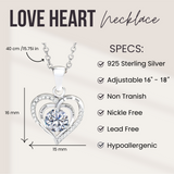 1 CT - Forever Love Heart Round Brilliant Cut Moissanite Diamond Necklace, 925 Sterling Silver April Birthstone Necklace, Gift For Her For Women MNK022