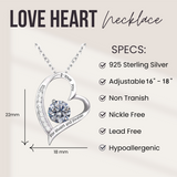 1 CT - Forever Love Heart Round Brilliant Cut Moissanite Necklace, 925 Sterling Silver April Birthstone Necklace For Women MNK024