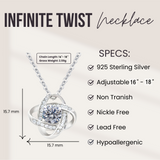 1 CT - Round Brilliant Cut Moissanite Diamond Infinite Twist Necklace, 925 Silver Love Knot Necklace, Four Leaf Clover, Gift For Her For Women MNK023