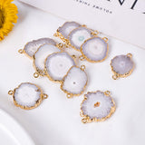 Gold Plated Natural White Solar Quartz Connector Double Loops For Jewelry Making G0225