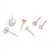 20pcs 925 Sterling Silver Stud Ear Posts With 3mm - 8mm Pad, Earrings Studs Finding, Make Dangle Earrings, No Back AL815