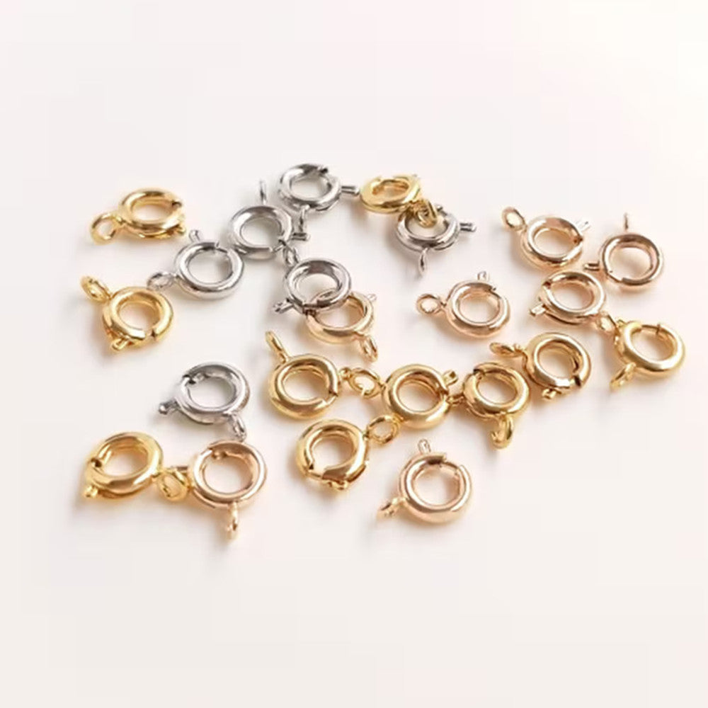 50 Pcs of Stainless Steel Gold Plated Spring Ring Clasps, DIY Jewelry Findings AL1139