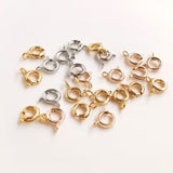 50 Pcs of Stainless Steel Gold Plated Spring Ring Clasps, DIY Jewelry Findings AL1139