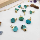 Multi Shapes Natural Turquoise Gemstone Pendant in Gold Plated, For Jewelry Making G2076