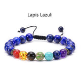 Lava Stone Seven Color Chakra Stone Beads Bracelet Natural Agate Frosted Volcano Stone Yoga Bracelet Jewelry AL533