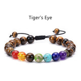 Lava Stone Seven Color Chakra Stone Beads Bracelet Natural Agate Frosted Volcano Stone Yoga Bracelet Jewelry AL533