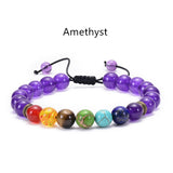 Lava Stone Seven Color Chakra Stone Beads Bracelet Natural Agate Frosted Volcano Stone Yoga Bracelet Jewelry AL533