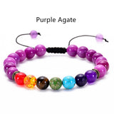 Lava Stone Seven Color Chakra Stone Beads Bracelet Natural Agate Frosted Volcano Stone Yoga Bracelet Jewelry AL533