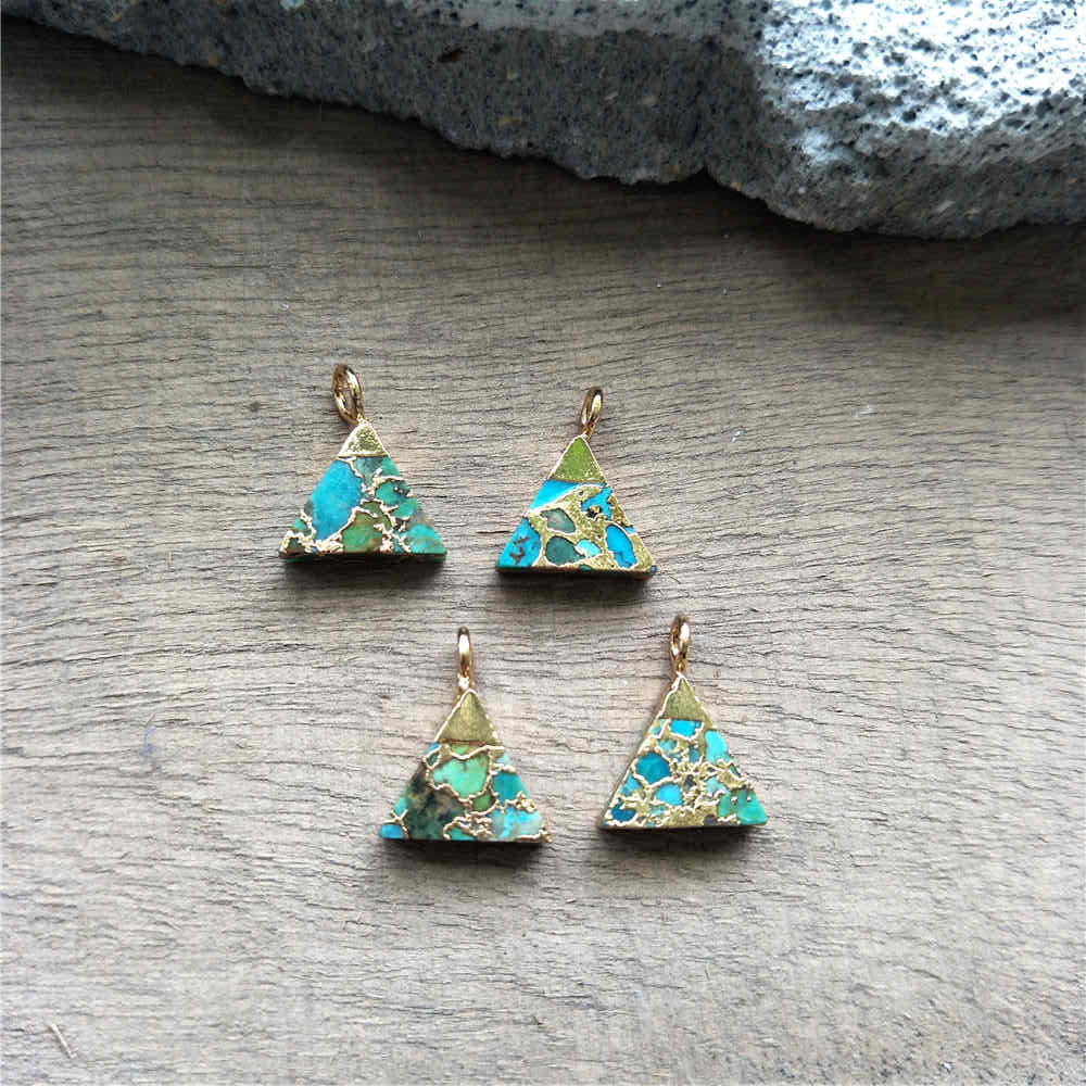 Triangle Gold Tiny Turquoise Charm Necklace ED001