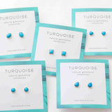 925 Sterling Silver Genuine Turquoise Stud Earrings, Oval, Heart, Square, Teardrop, Round Shape, Gemstone Jewelry, Wholesale BT021