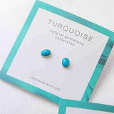 925 Sterling Silver Genuine Turquoise Stud Earrings, Oval, Heart, Square, Teardrop, Round Shape, Gemstone Jewelry, Wholesale BT021