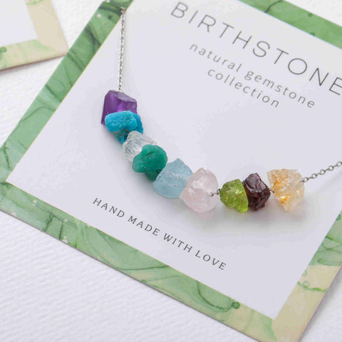 16" Multi Raw Gemstone Necklace, Healing Crystal Stone Chips Necklace, Birthstone Necklace, Wholesale Jewelry BT023