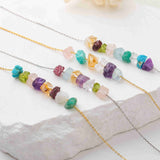 16" Multi Raw Gemstone Necklace, Healing Crystal Stone Chips Necklace, Birthstone Necklace, Wholesale Jewelry BT023