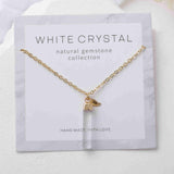 16" Rectangle Gold Plated Natural Gemstone Necklace, Faceted Quartz, Healing Crystal Stone Bar Necklace, Birthstone Jewelry, Wholesale BT019