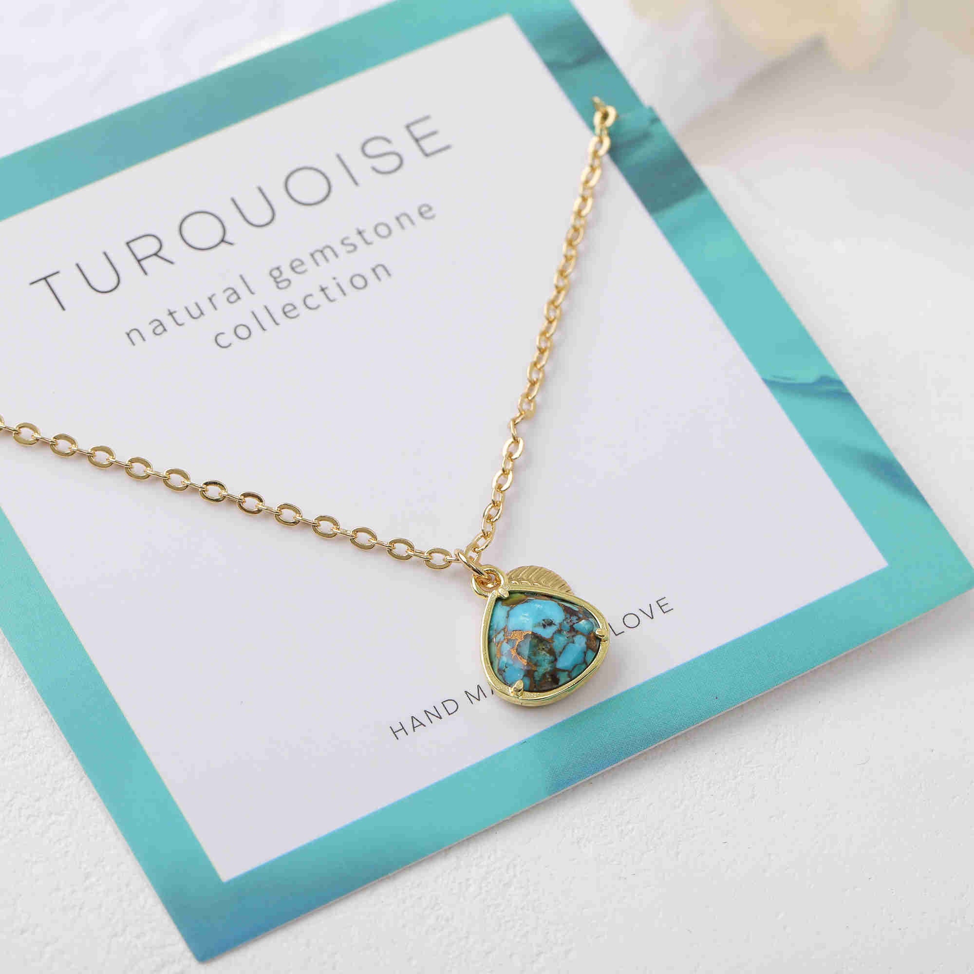 copper turquoise teardrop necklace