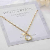 16" Teardrop Gold Plated Natural Gemstone Necklace, Faceted Quartz, Healing Crystal Stone Necklace, Birthstone Jewelry, Wholesale BT020