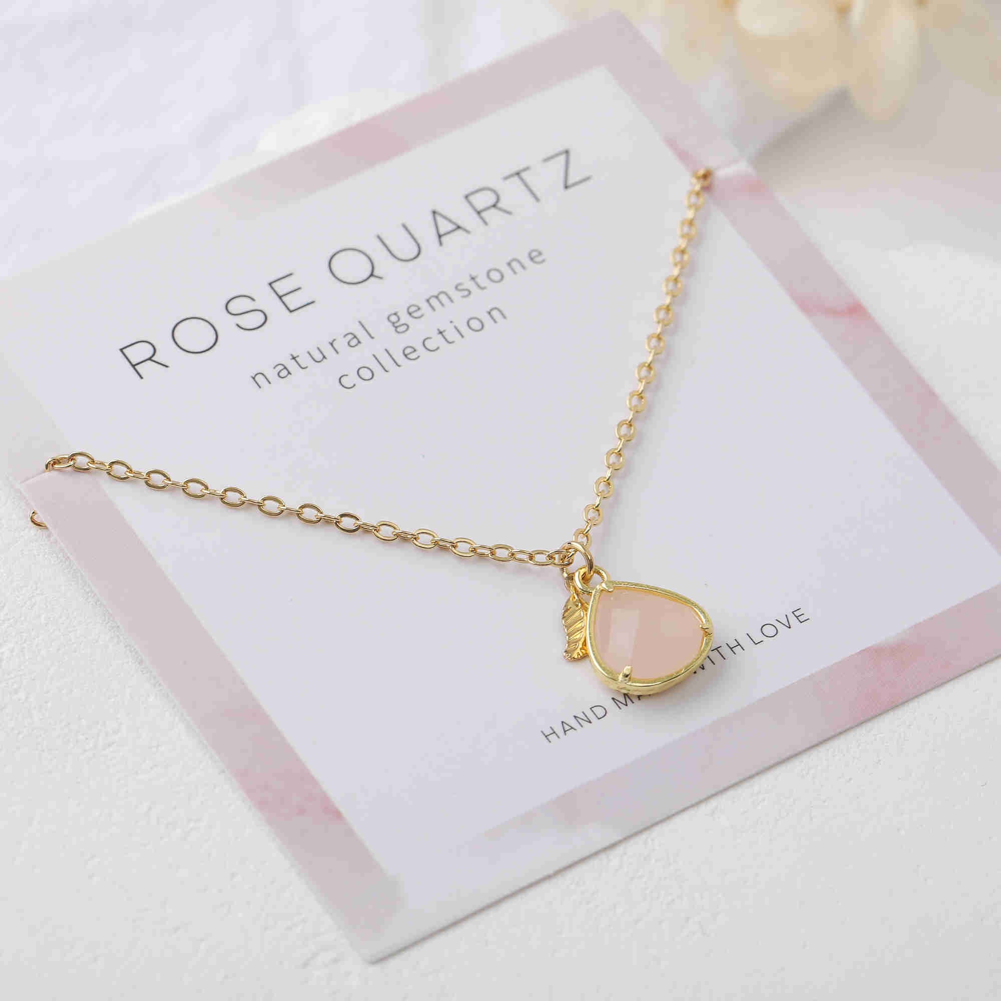 rose quartz teardrop necklace