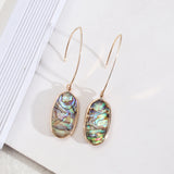 Oval Gold Plated Abalone Earrings, White Shell Earrings, Faceted Natural Seashell Jewelry AL515