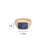 Rectangle Amethyst Lapis Lazuli Malachite Gold Band Ring, Healing Gemstone Jewelry Ring AL518